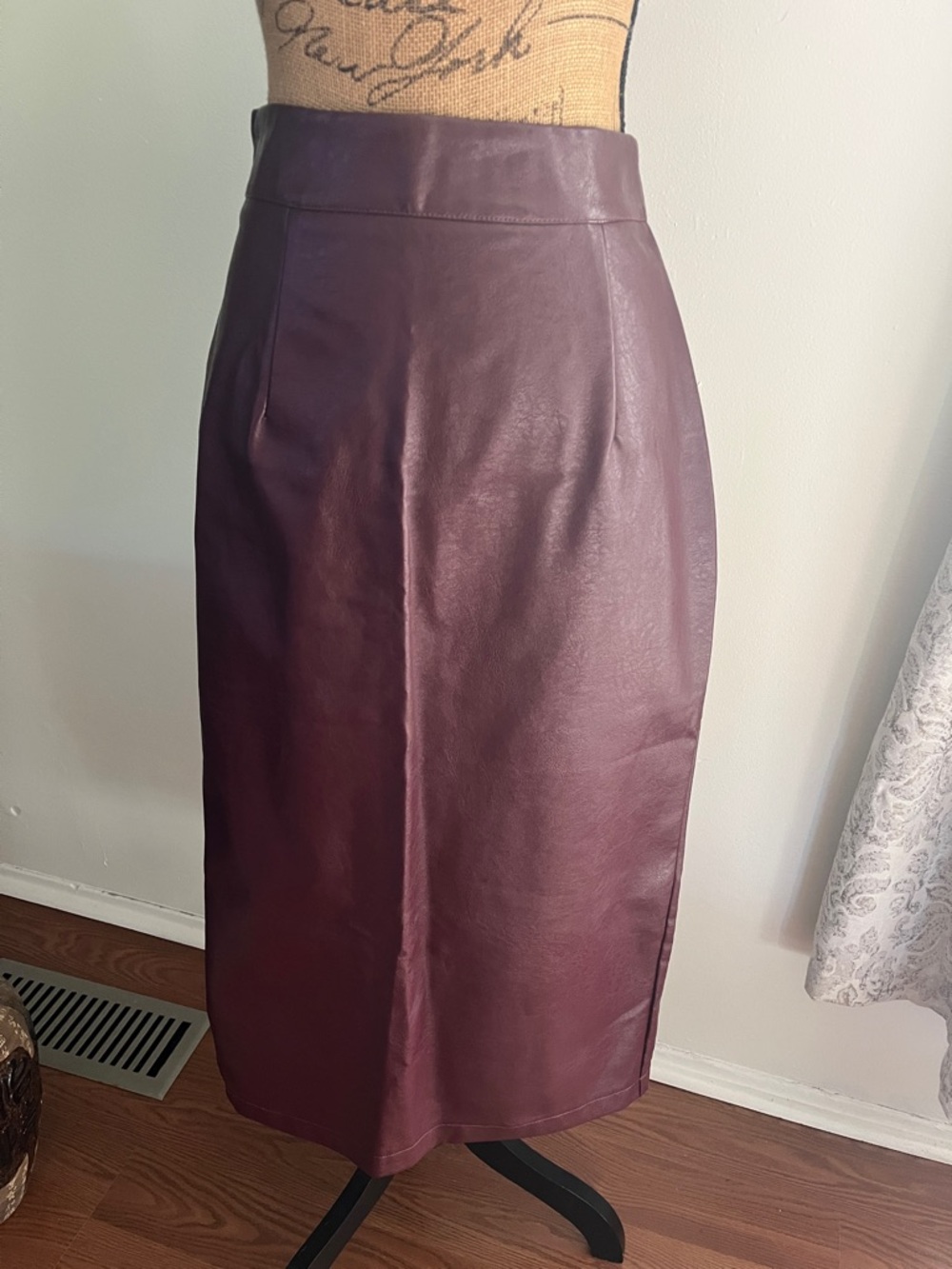 SHEIN Plum Faux Leather Midi Skirt